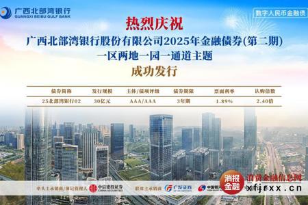广西北部湾银行成功发行广西首单 数字人民币金融债券
